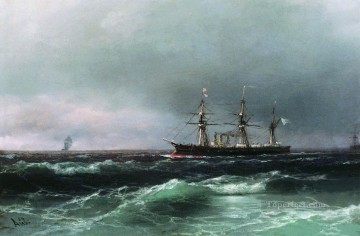 barco en el mar 1870 Romántico Ivan Aivazovsky ruso Pinturas al óleo